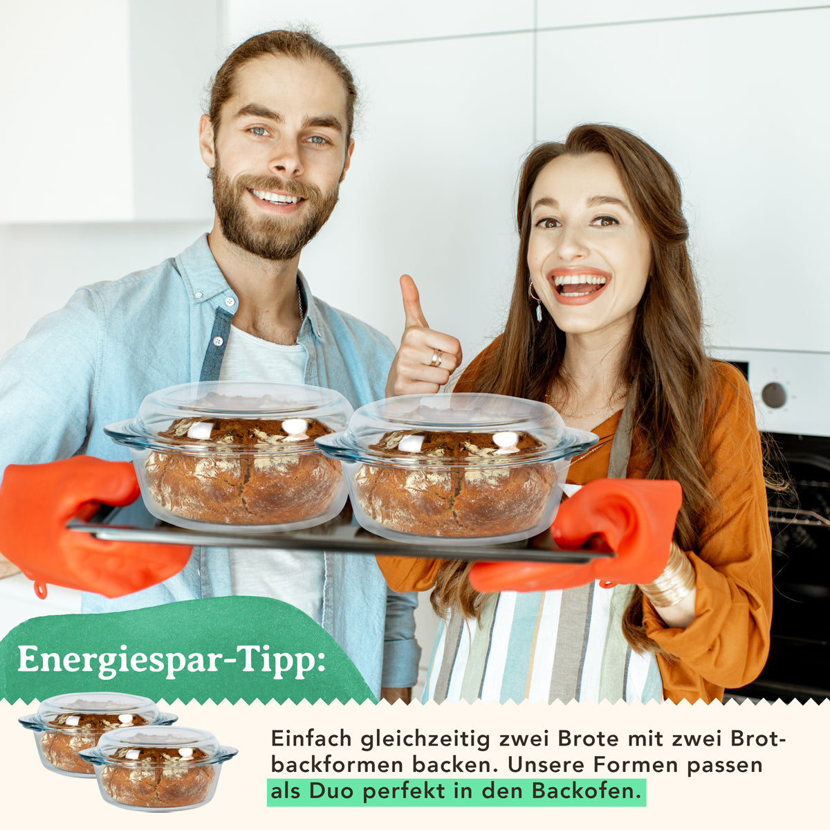 Brotbackform mit Deckel Glas rund